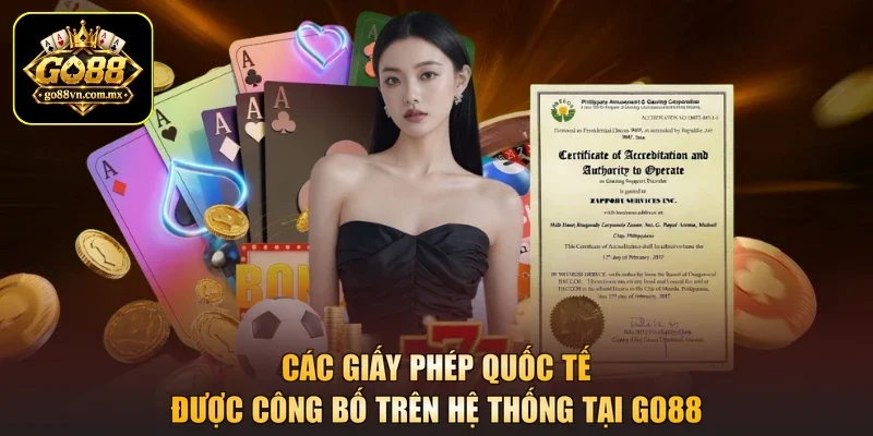 Các giấy phép quốc tế được công bố trên hệ thống tại GO88